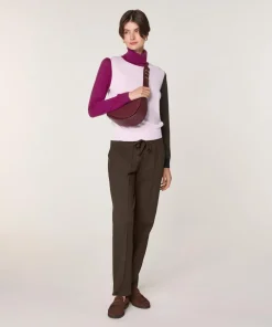 Best Rodier Pull Klarys 100% Laine col roulé multicolore rose pâle