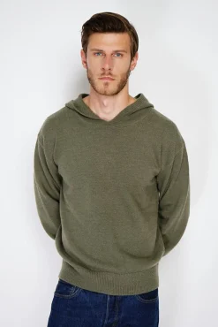 Sale C&Jo Pull large à capuche en Cachemire mélangé kaki