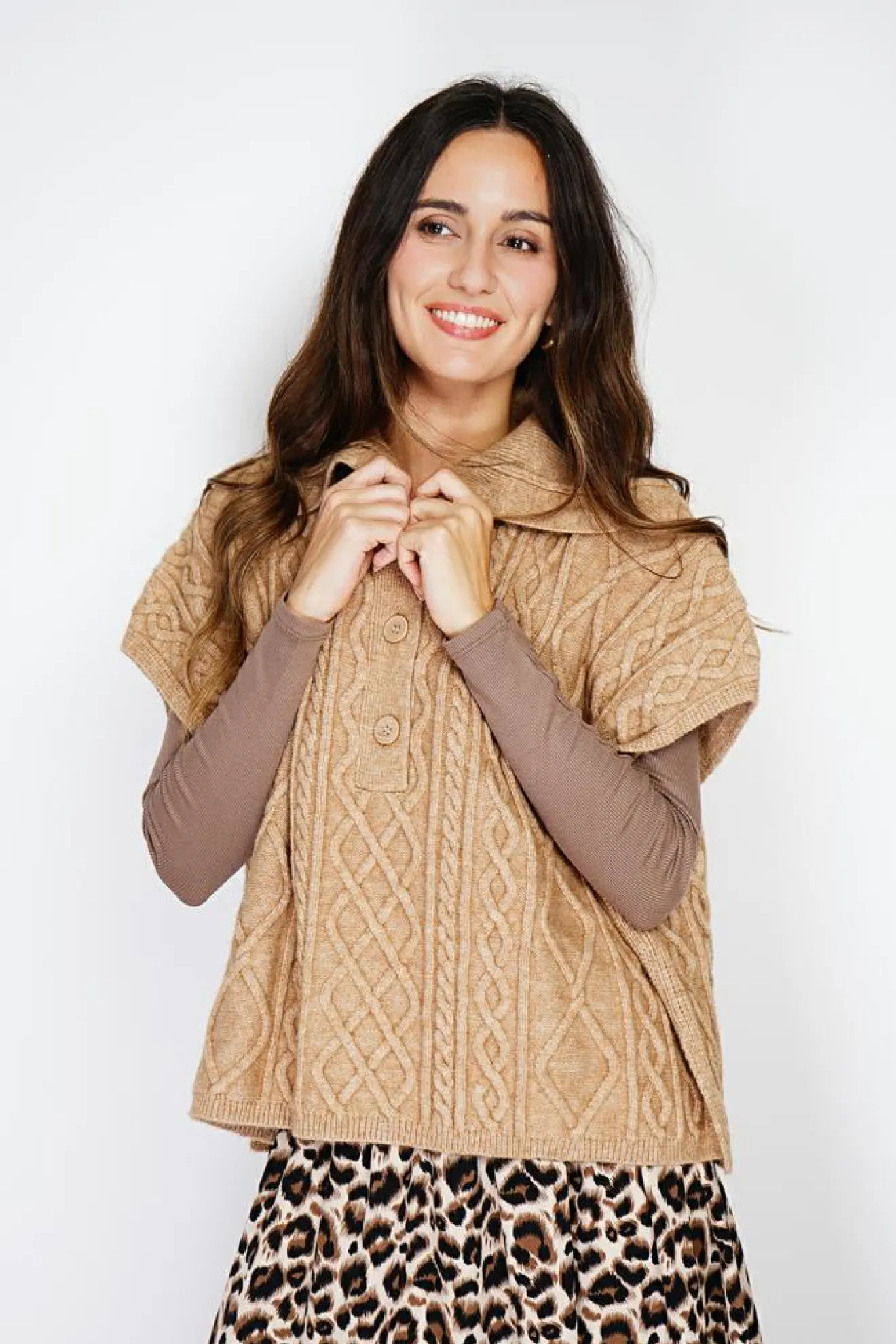 Femme C&Jo Pull large à capuche en Cachemire mélangé camel