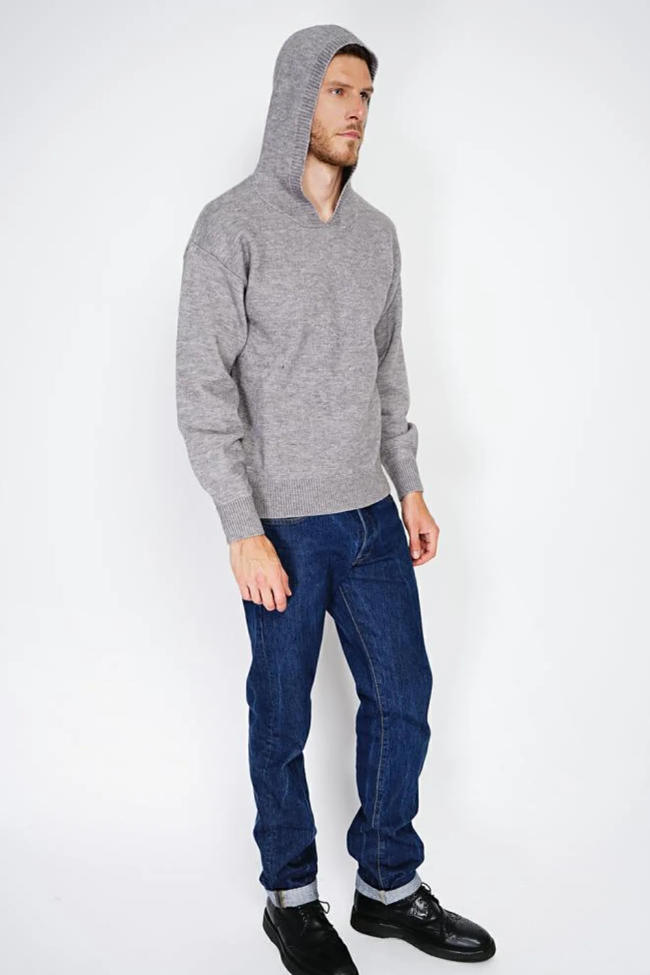 Homme C&Jo Pull large à capuche en Cachemire mélangé flanelle