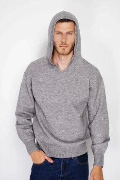Homme C&Jo Pull large à capuche en Cachemire mélangé flanelle