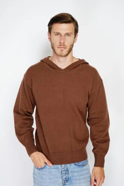 Homme C&Jo Pull large à capuche en Cachemire mélangé café