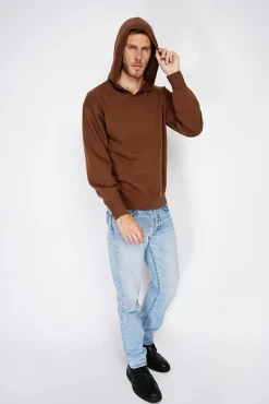 Homme C&Jo Pull large à capuche en Cachemire mélangé café