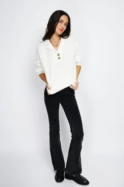 Clearance Assuili Pull large en Cachemire mélangé col polo naturel