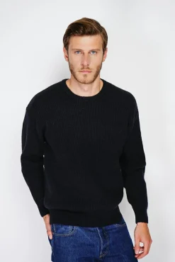 Sale C&Jo Pull large en Cachemire mélangé ras du cou à côtes noir