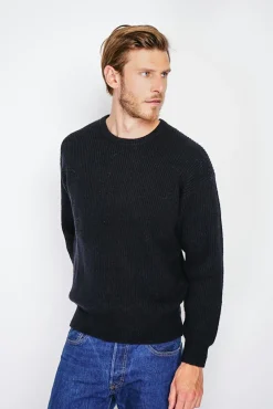 Sale C&Jo Pull large en Cachemire mélangé ras du cou à côtes noir