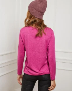 Femme Fleur de cachemire Pull Laury fushia