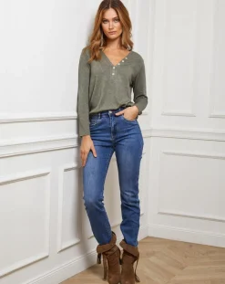 Femme Fleur de cachemire Pull Laury kaki