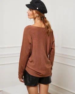 Femme Fleur de cachemire Pull Linoi camel