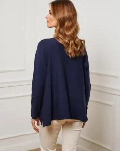 Online Fleur de cachemire Pull Linoi marine