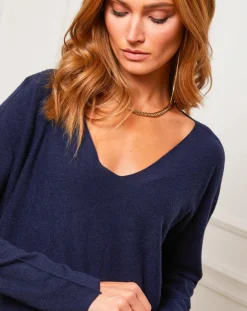 Online Fleur de cachemire Pull Linoi marine