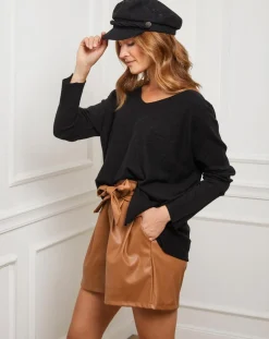 Best Fleur de cachemire Pull Linoi noir