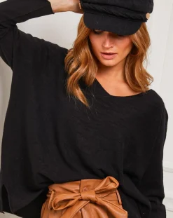 Best Fleur de cachemire Pull Linoi noir