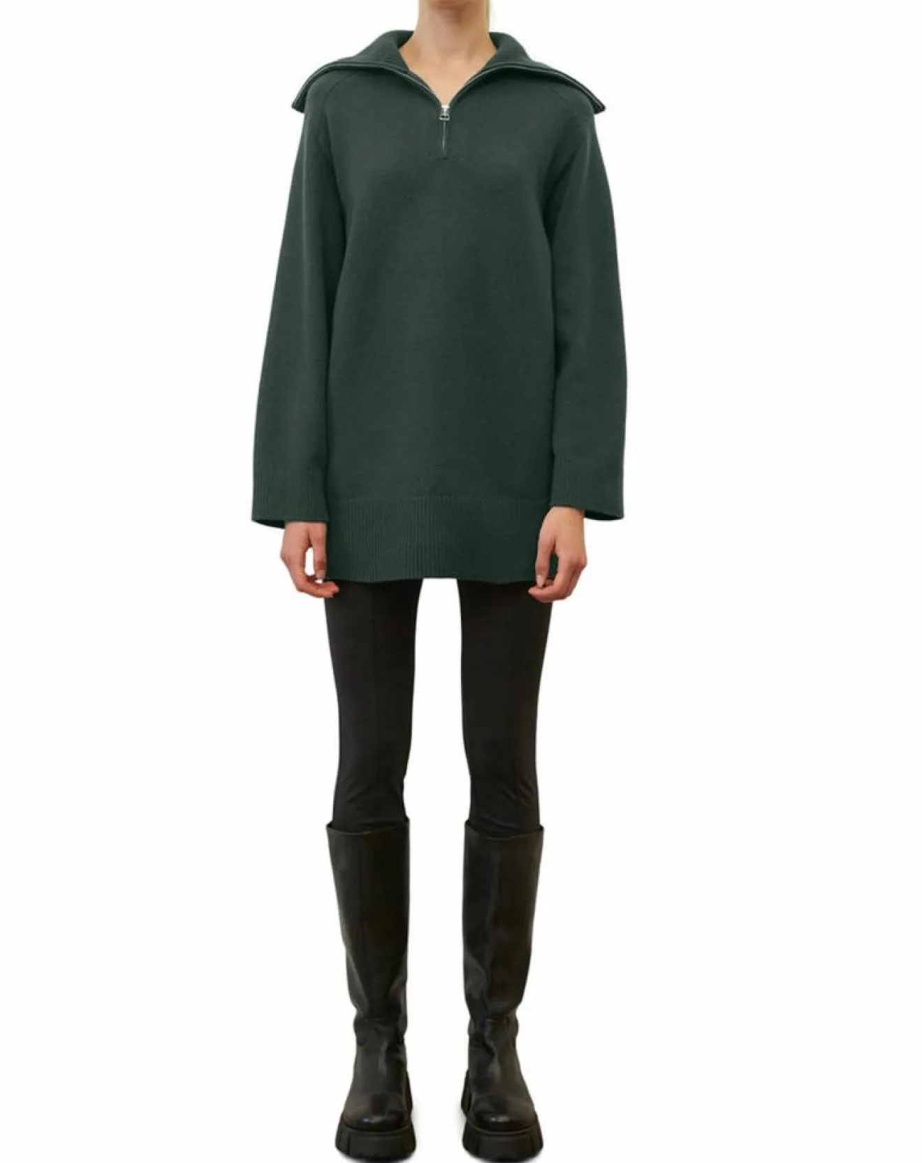 Online Marc O'Polo Pull long en Laine mélangé vert foncé