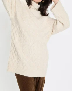 Femme Marc O'Polo Pull long en Laine mélangée torsades écru