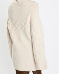 Femme Marc O'Polo Pull long en Laine mélangée torsades écru