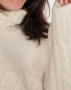 Femme Marc O'Polo Pull long en Laine mélangée torsades écru