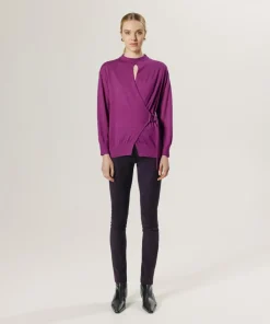 Femme Rodier Pull Madeleine 100% laine cache-coeur rose fuchsia