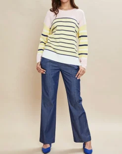 Sale Devernois Pull marinière en Laine mélangée Abime jaune/écru