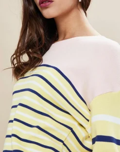 Sale Devernois Pull marinière en Laine mélangée Abime jaune/écru