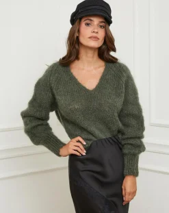 Outlet L'Armoire de Suzette Pull mi-long kaki