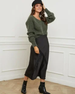 Outlet L'Armoire de Suzette Pull mi-long kaki