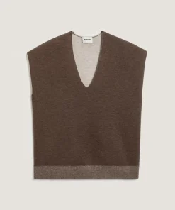 New Rodier Pull Nikita manches courtes col V marron havane