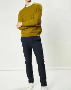 New Harris Wilson Pull Orio rayures texturées olive