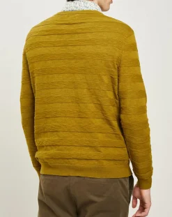 New Harris Wilson Pull Orio rayures texturées olive