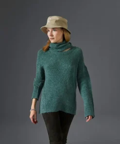 Femme Rodier Pull Pensée col amovible vert de gris