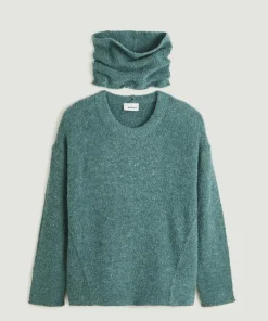 Femme Rodier Pull Pensée col amovible vert de gris