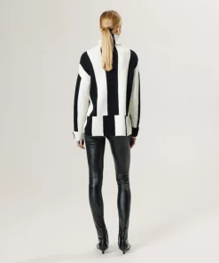 Clearance Rodier Pull Pervenche en laine bicolore col montant noir