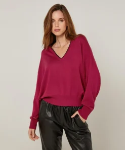 New Rodier Pull Petronille en Laine mélangée rouge grenat