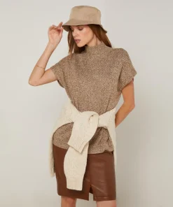 Femme Rodier Pull Phoebe col roulé sans manches marron