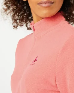 Femme Odlo Pull polaire technique col zippé Roy saumon