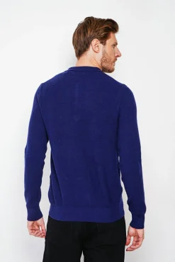 Homme C&Jo Pull polo demi zippé bleu nuit