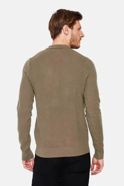 Sale C&Jo Pull polo demi zippé kaki