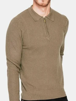 Sale C&Jo Pull polo demi zippé kaki