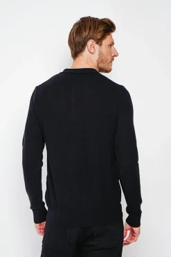 Homme C&Jo Pull polo demi zippé noir