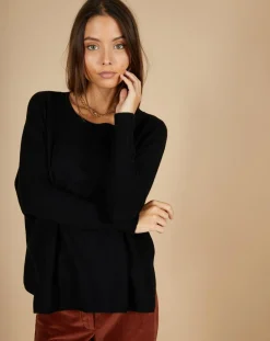 Discount Cashmere Tribu Pull poncho 100% Cachemire Alizée col rond noir
