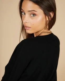 Discount Cashmere Tribu Pull poncho 100% Cachemire Alizée col rond noir