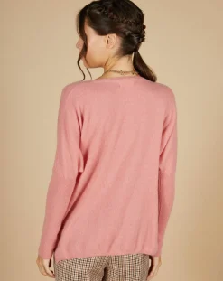 Cashmere Tribu Pull poncho 100% Cachemire Alizée col rond bois de rose