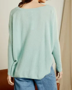 Femme Miss Cashmere Pull poncho 100% Cachemire Axelle Col V amande