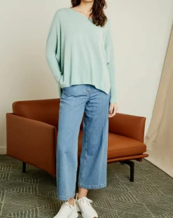 Femme Miss Cashmere Pull poncho 100% Cachemire Axelle Col V amande