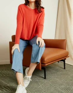 Best Miss Cashmere Pull poncho 100% Cachemire Axelle Col V corail
