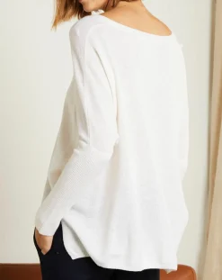 Sale Miss Cashmere Pull poncho 100% Cachemire Axelle Col V écru