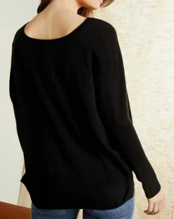 Miss Cashmere Pull poncho 100% Cachemire Axelle Col V noir