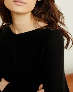 Miss Cashmere Pull poncho 100% Cachemire Axelle Col V noir