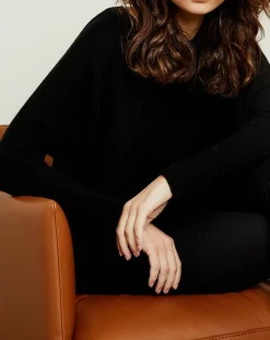 Miss Cashmere Pull poncho 100% Cachemire Elisabeth Col rond noir