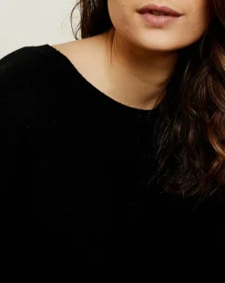 Miss Cashmere Pull poncho 100% Cachemire Elisabeth Col rond noir